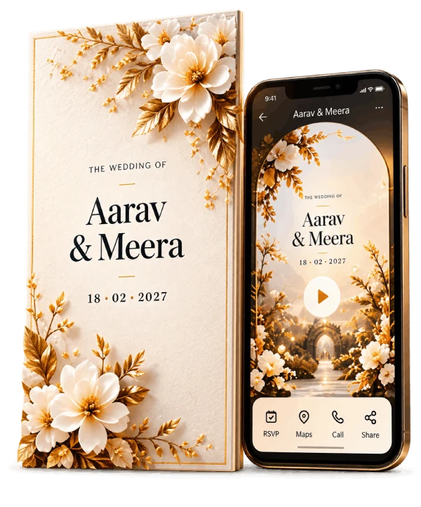 Wedding invitation and mobile invitation preview